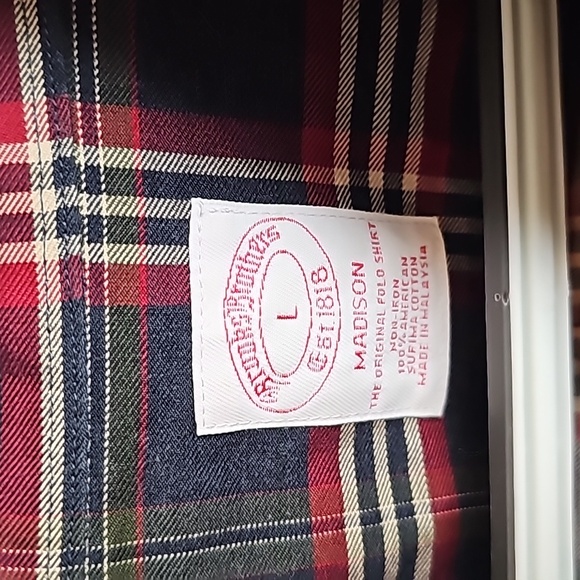 Brooks Brothers 100% Supima Madison Cotton Plaid Button Down in Men's Large EUC - Picture 2 of 6